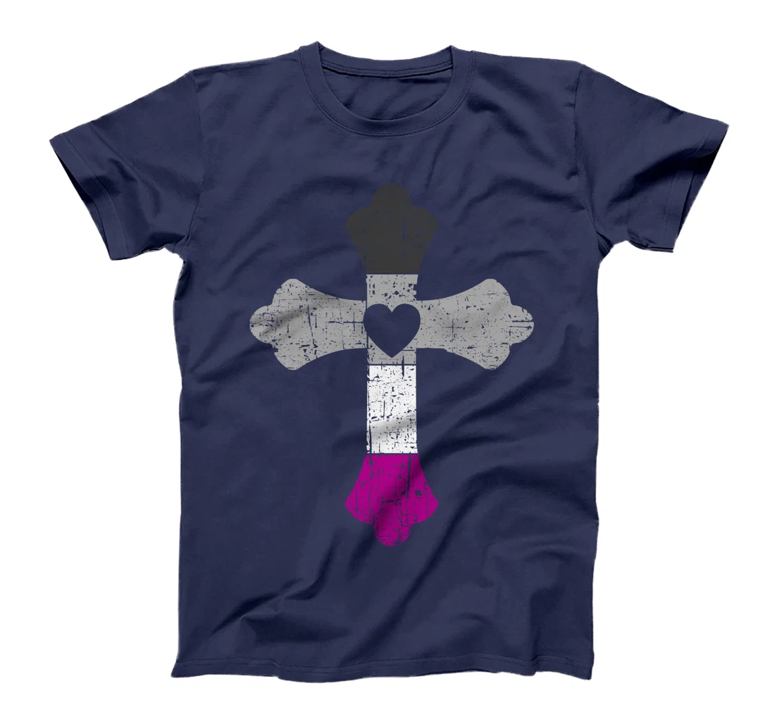 Cross in asexual colors, LGBTQA+, Christian religious T-Shirt