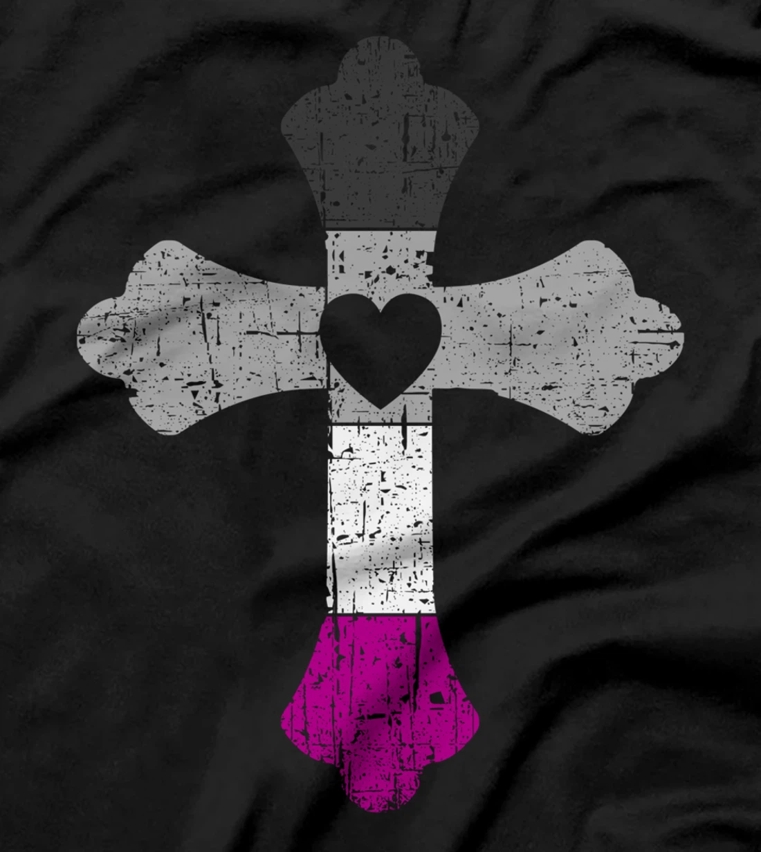 Cross in asexual colors, LGBTQA+, Christian religious T-Shirt