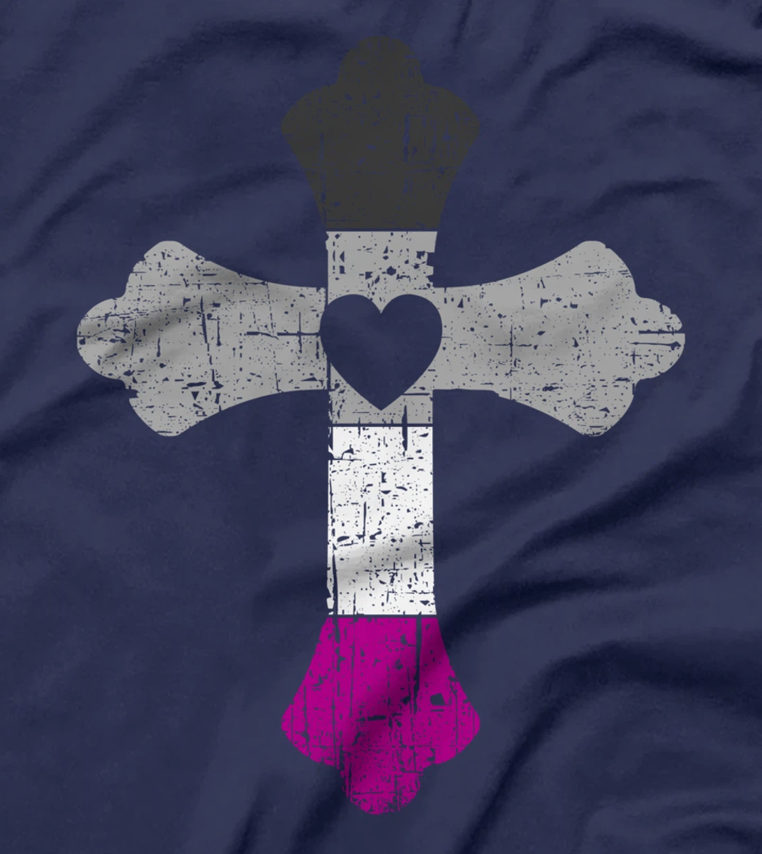 Cross in asexual colors, LGBTQA+, Christian religious T-Shirt