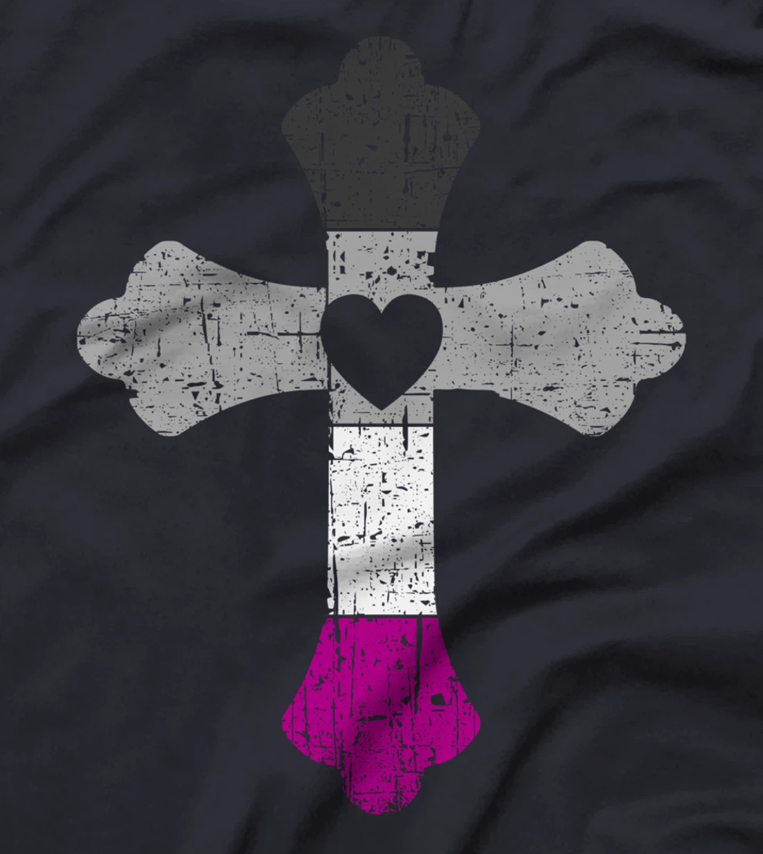 Cross in asexual colors, LGBTQA+, Christian religious T-Shirt