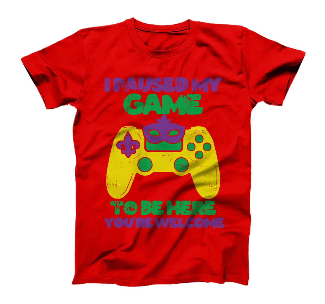 I Paused My Game To Be Here Mardi Gras Funny Gamer Vintage T-Shirt
