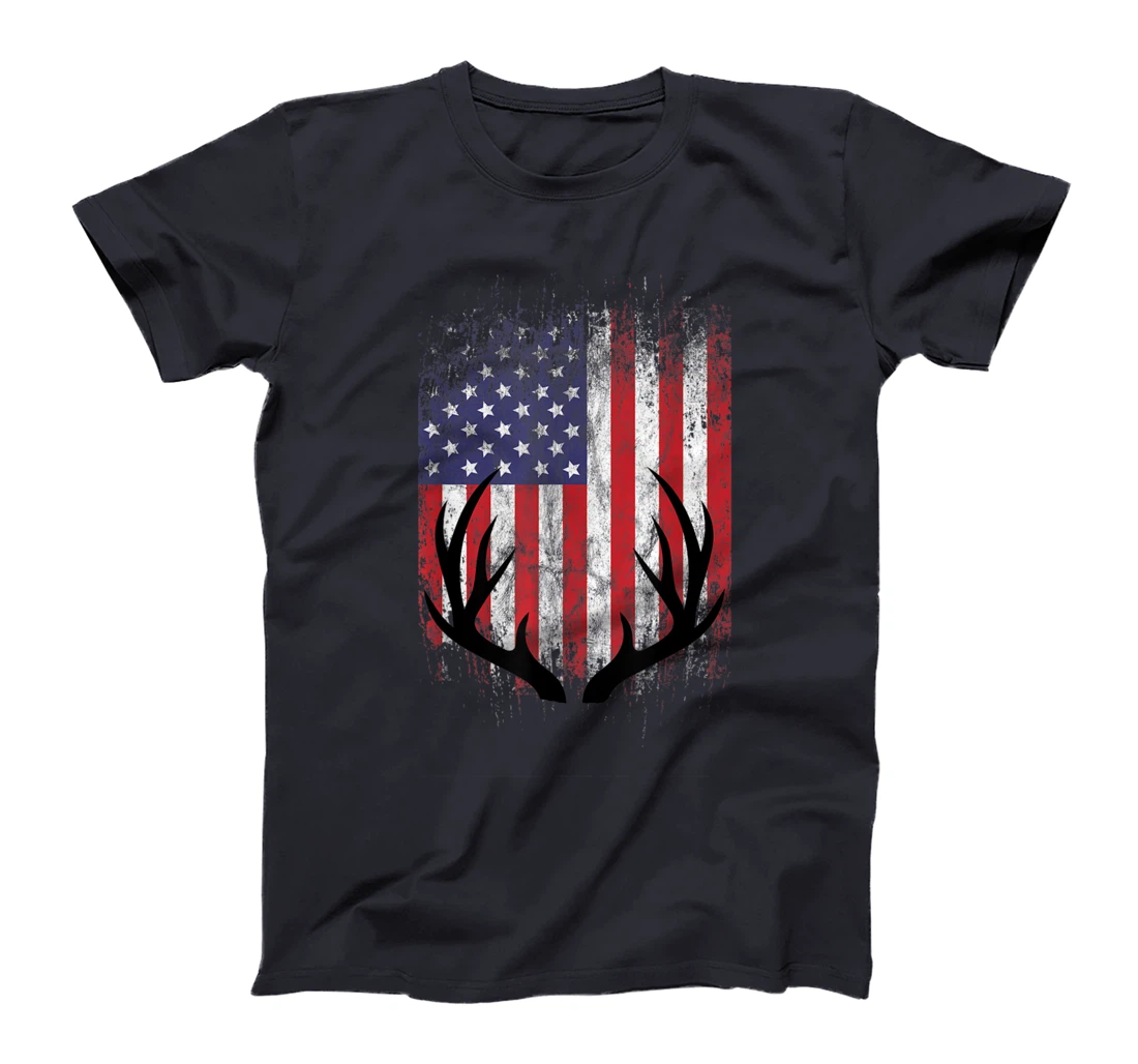 Deer Hunting American Flag T-Shirt