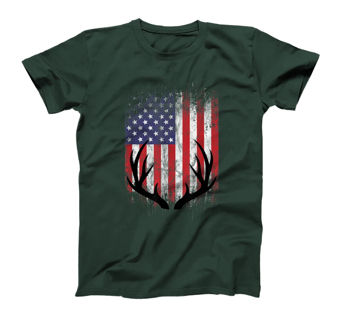 Deer Hunting American Flag T-Shirt