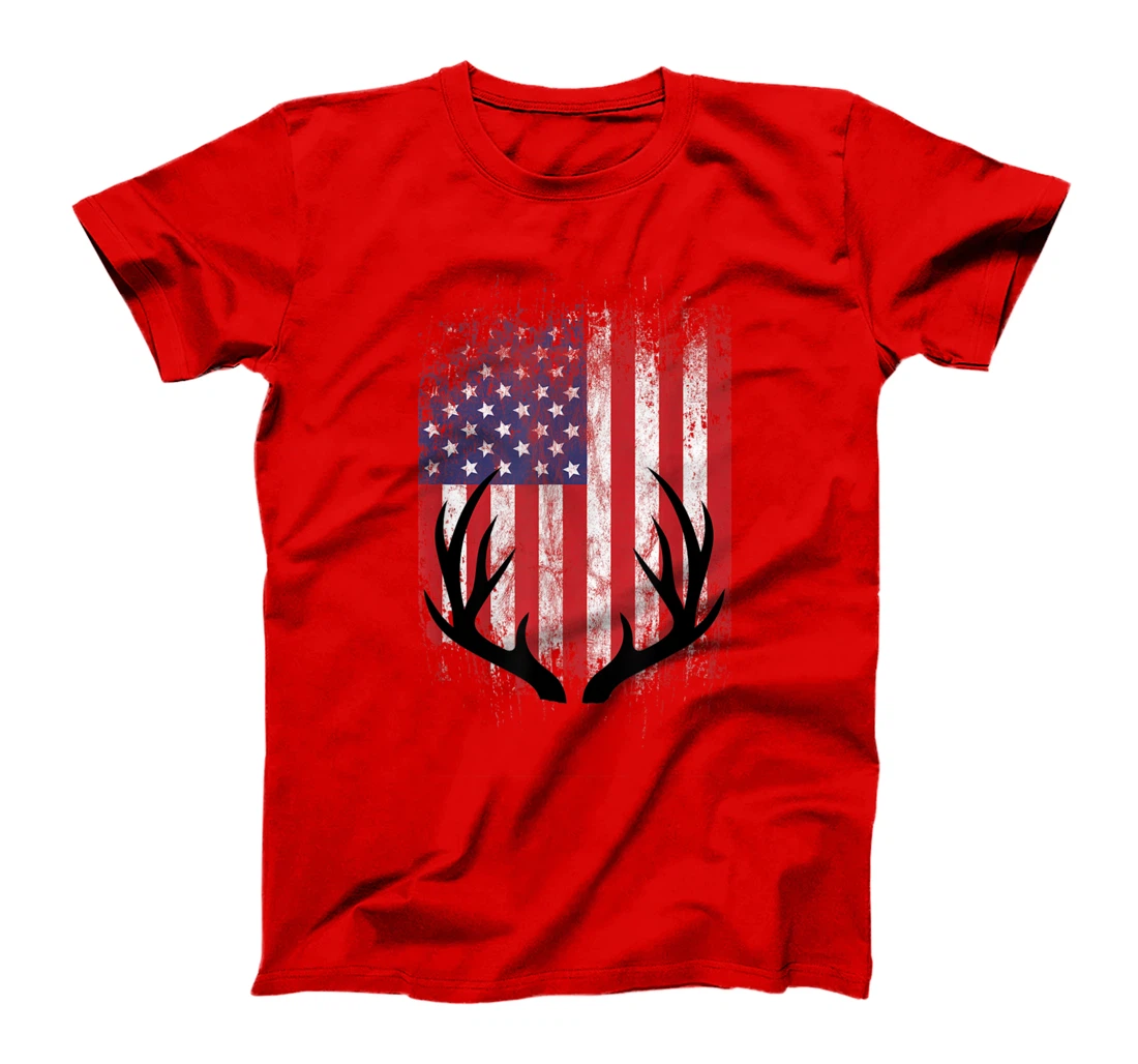 Deer Hunting American Flag T-Shirt