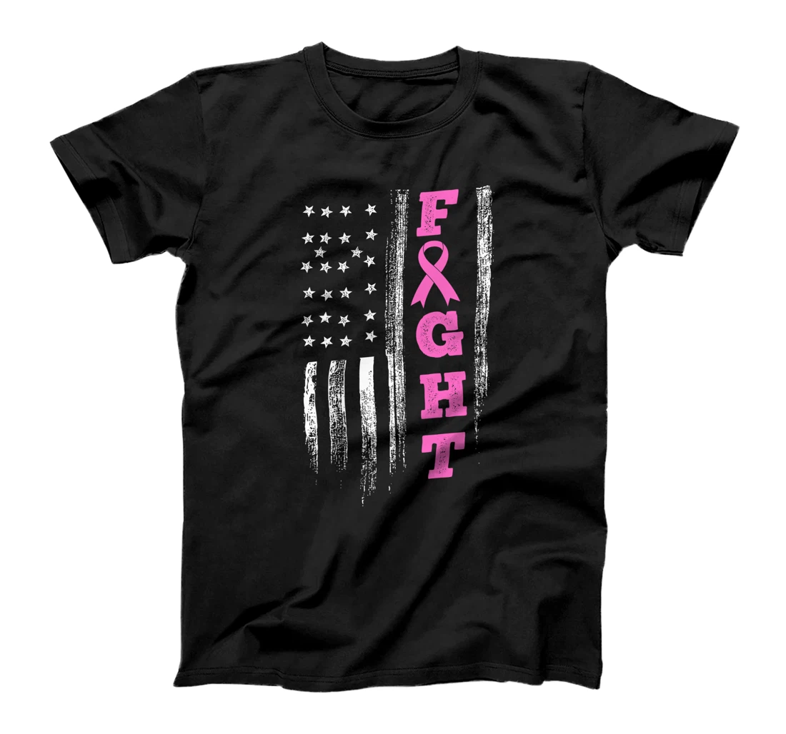 Fight Breast Cancer Awareness Doctors Love Flag Warrior T-Shirt