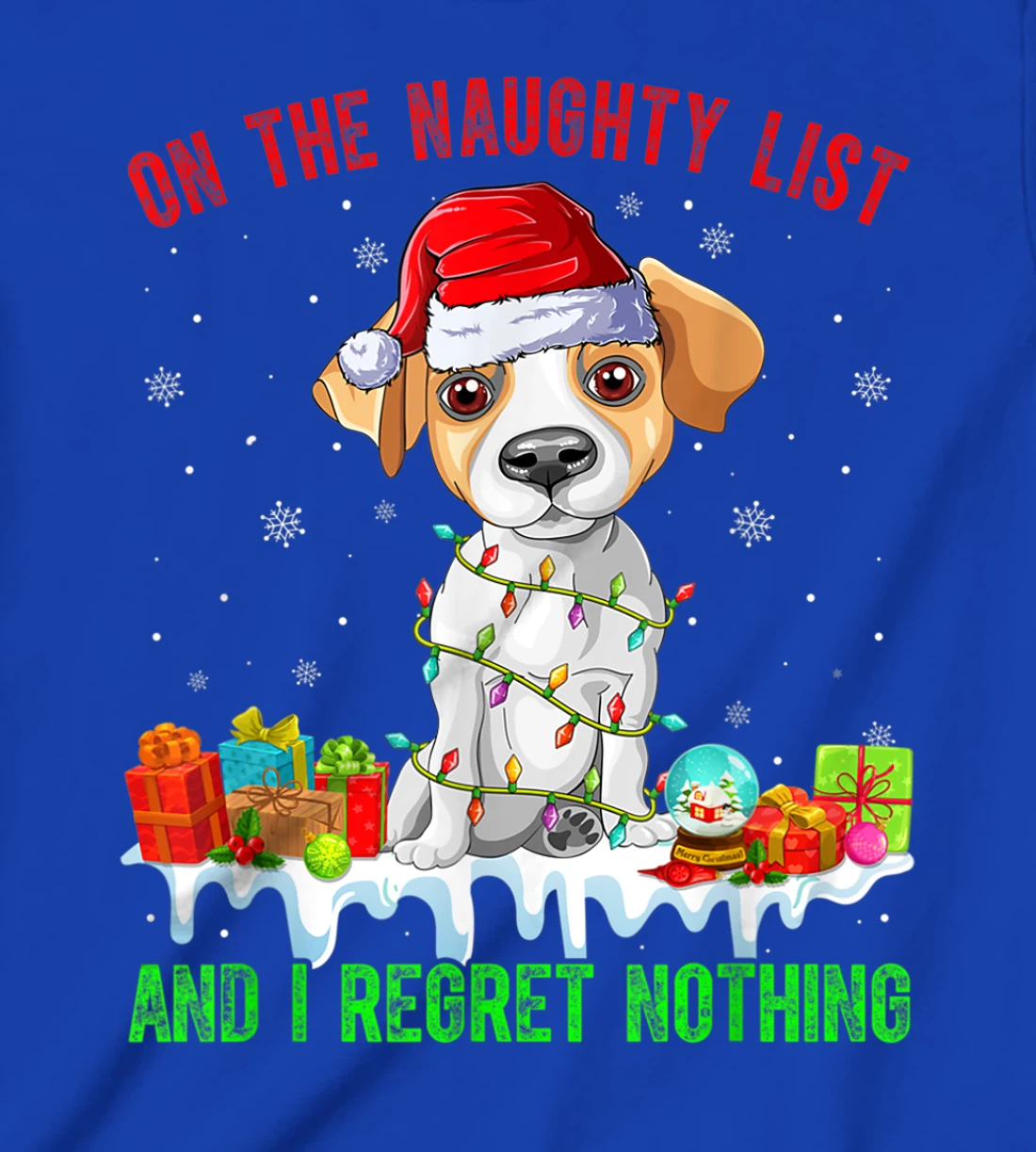 On The Naughty List Jack Russell Terrier Dog Christmas T-Shirt, Kid T-Shirt and Women T-Shirt