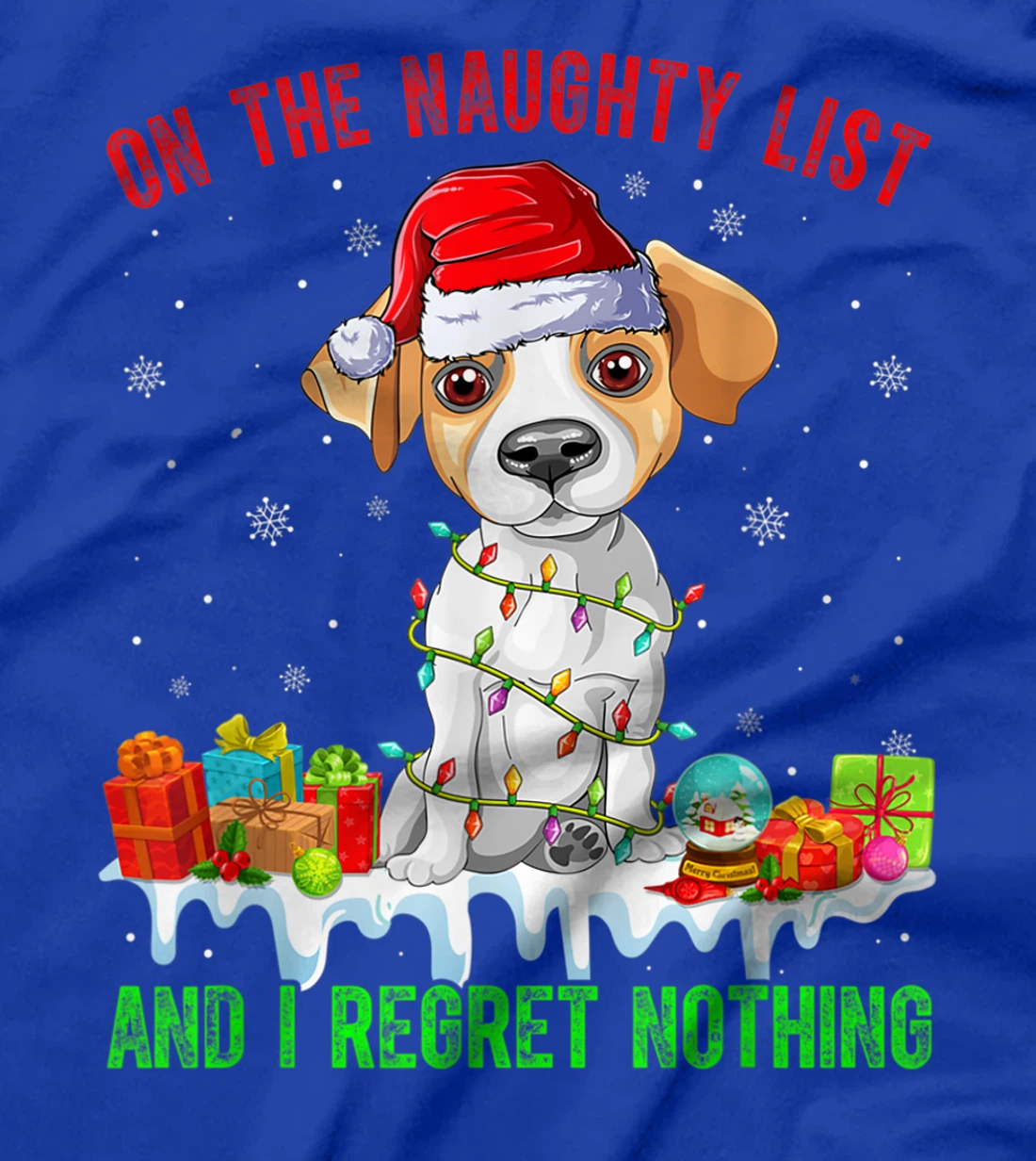 On The Naughty List Jack Russell Terrier Dog Christmas T-Shirt, Kid T-Shirt and Women T-Shirt