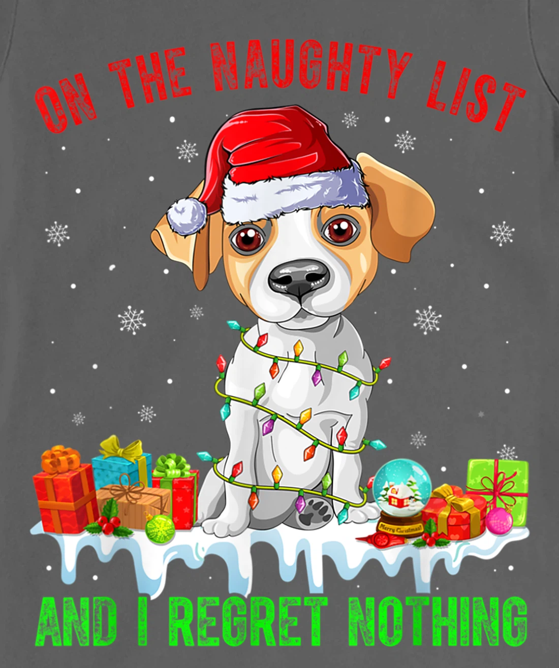 On The Naughty List Jack Russell Terrier Dog Christmas T-Shirt, Kid T-Shirt and Women T-Shirt