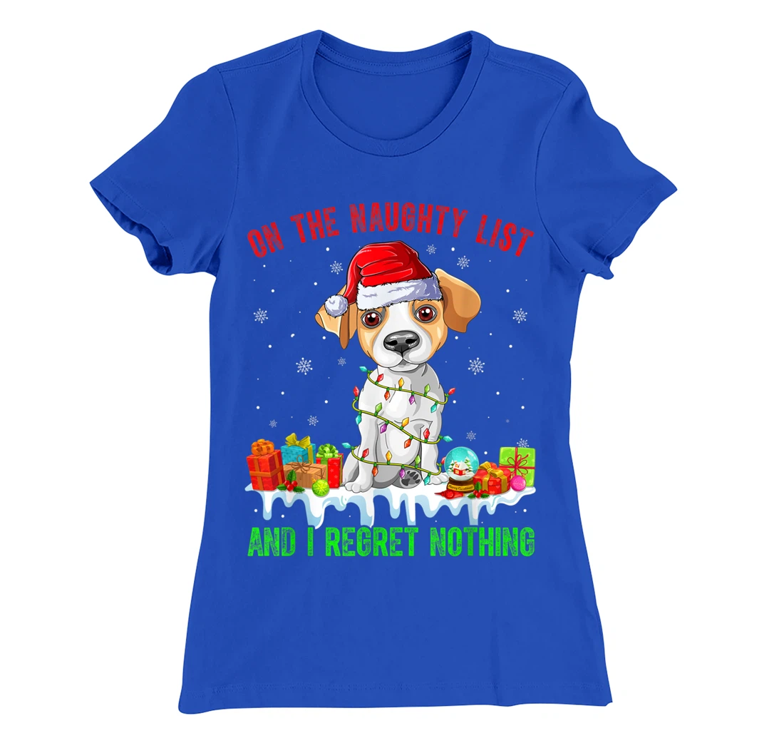 On The Naughty List Jack Russell Terrier Dog Christmas T-Shirt, Kid T-Shirt and Women T-Shirt