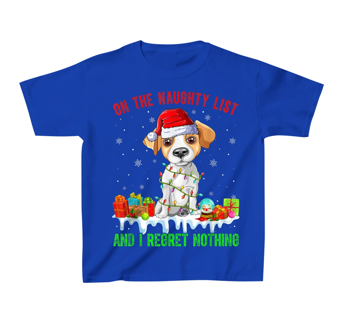 On The Naughty List Jack Russell Terrier Dog Christmas T-Shirt, Kid T-Shirt and Women T-Shirt