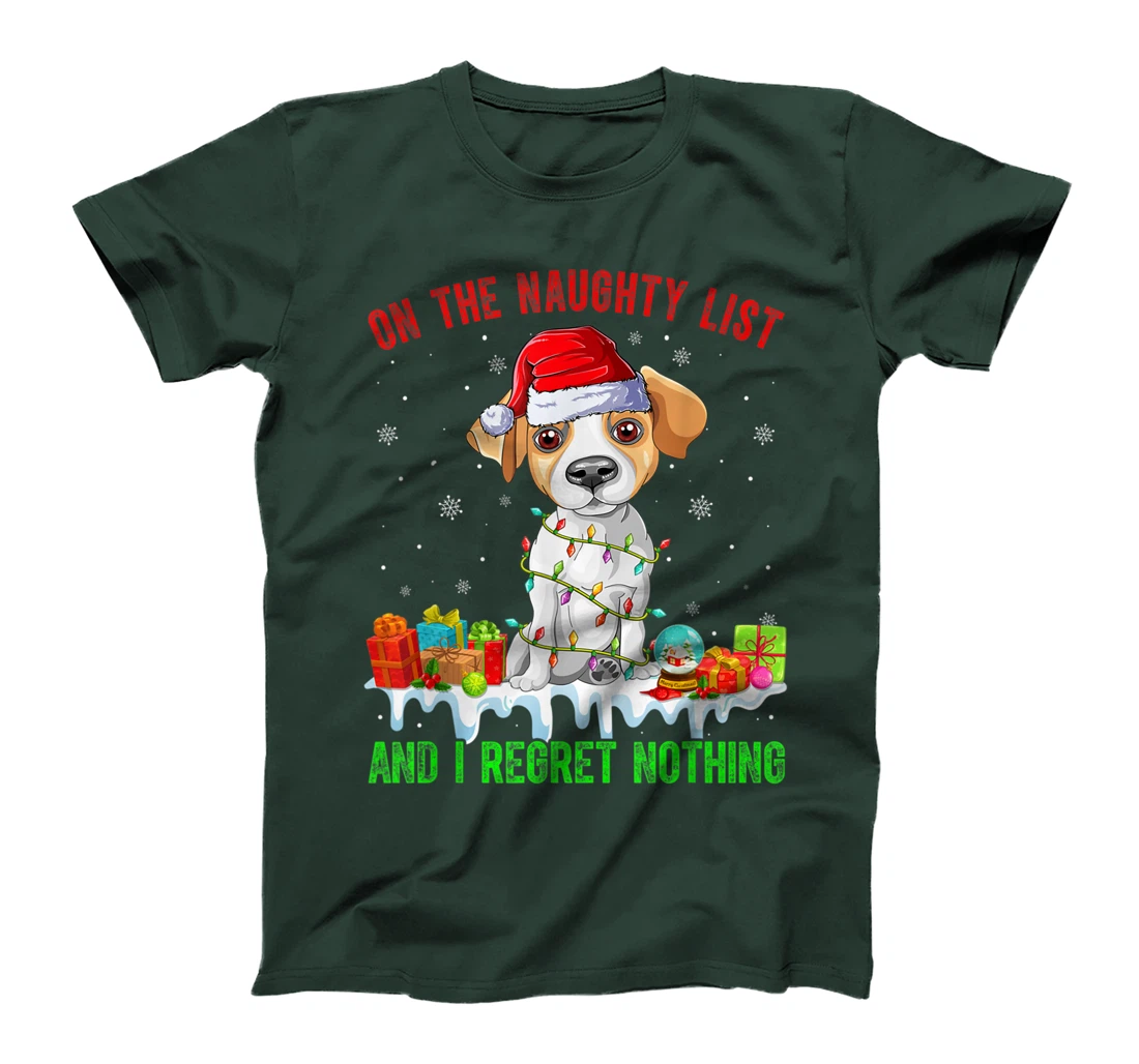 On The Naughty List Jack Russell Terrier Dog Christmas T-Shirt, Kid T-Shirt and Women T-Shirt