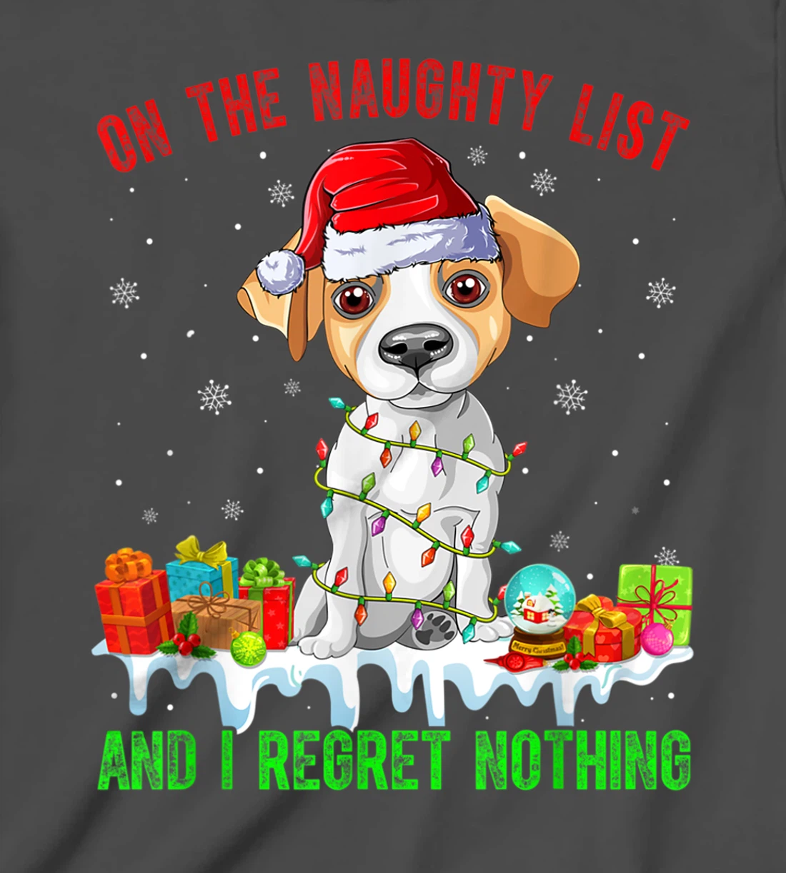 On The Naughty List Jack Russell Terrier Dog Christmas T-Shirt, Kid T-Shirt and Women T-Shirt