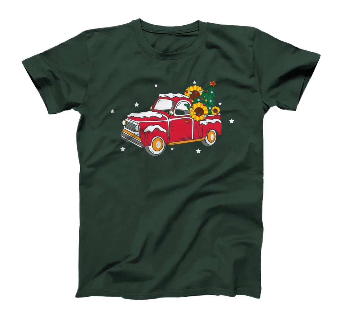 Xmas Christmas Truck Pickup Sunflower T-Shirt