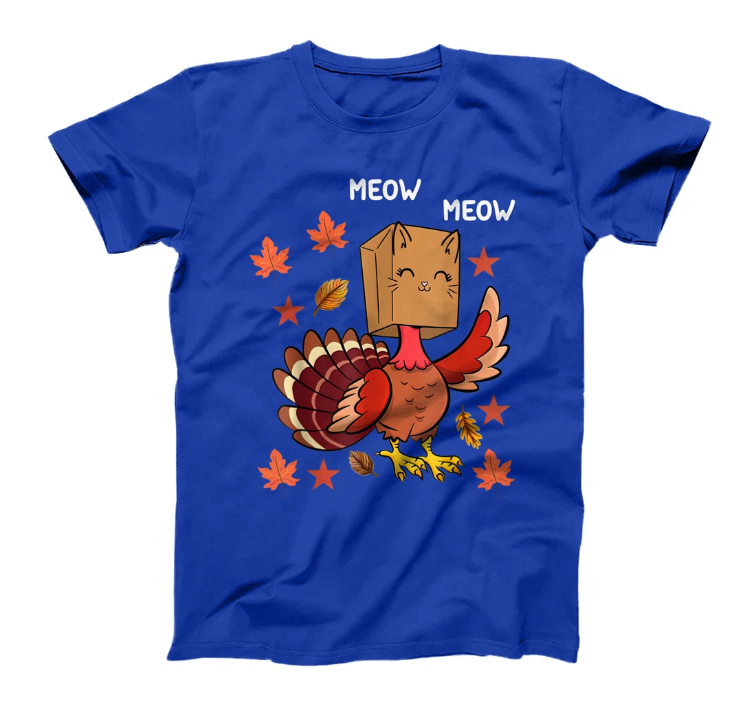 Thanksgiving Cat Funny Fake Cat Meow Thanksgiving Turkey T-Shirt, Kid T-Shirt and Women T-Shirt