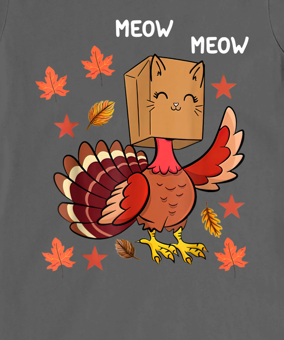 Thanksgiving Cat Funny Fake Cat Meow Thanksgiving Turkey T-Shirt, Kid T-Shirt and Women T-Shirt