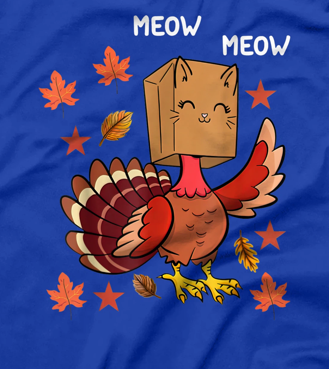 Thanksgiving Cat Funny Fake Cat Meow Thanksgiving Turkey T-Shirt, Kid T-Shirt and Women T-Shirt