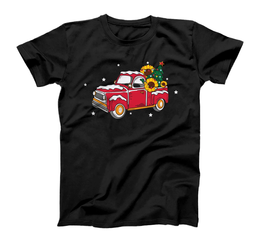 Xmas Christmas Truck Pickup Sunflower T-Shirt