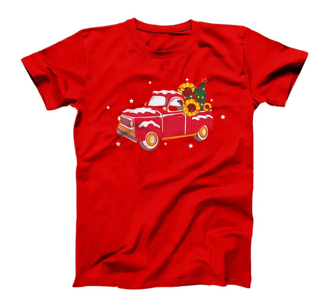 Xmas Christmas Truck Pickup Sunflower T-Shirt
