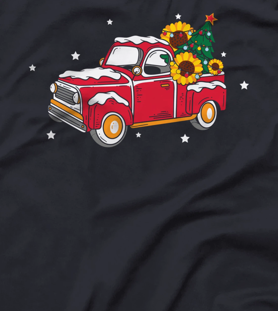 Xmas Christmas Truck Pickup Sunflower T-Shirt