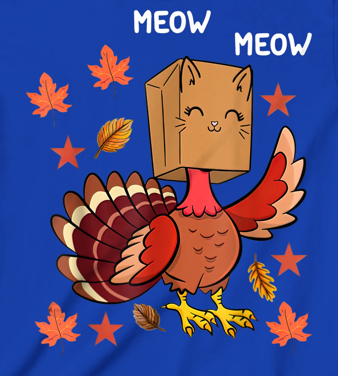Thanksgiving Cat Funny Fake Cat Meow Thanksgiving Turkey T-Shirt, Kid T-Shirt and Women T-Shirt