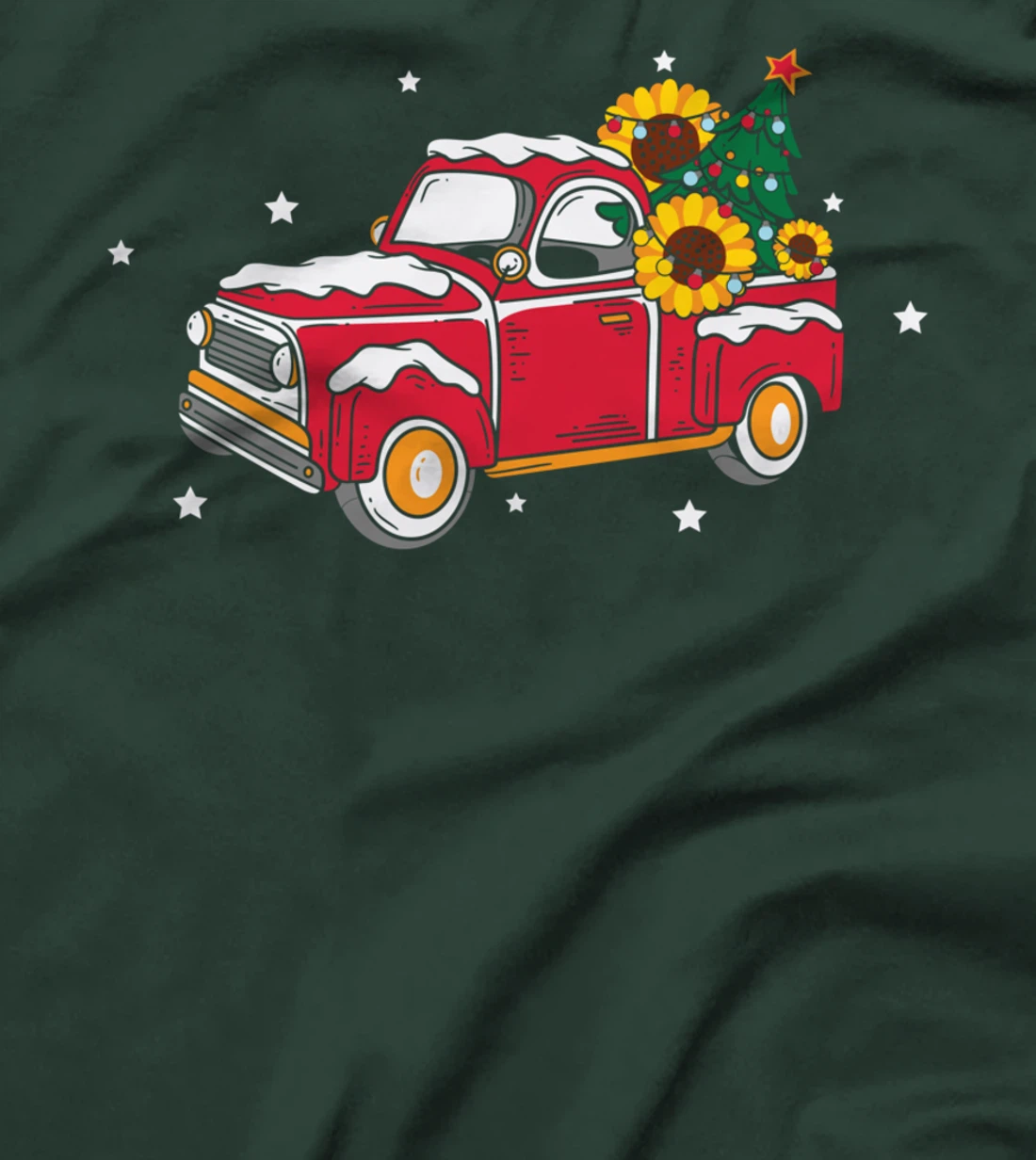 Xmas Christmas Truck Pickup Sunflower T-Shirt