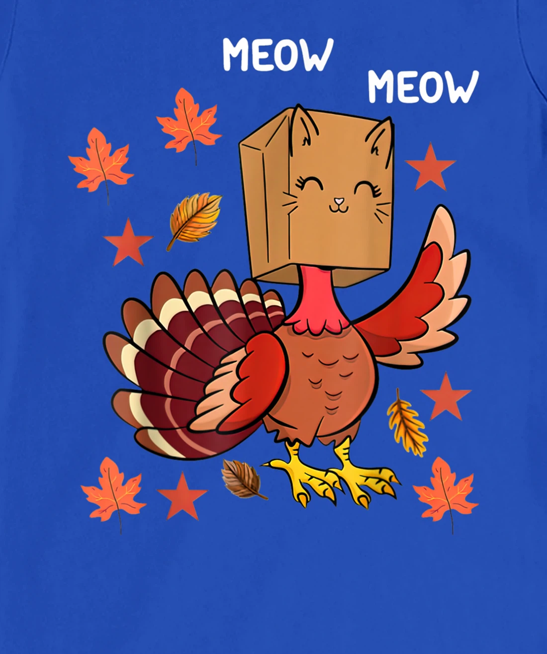 Thanksgiving Cat Funny Fake Cat Meow Thanksgiving Turkey T-Shirt, Kid T-Shirt and Women T-Shirt