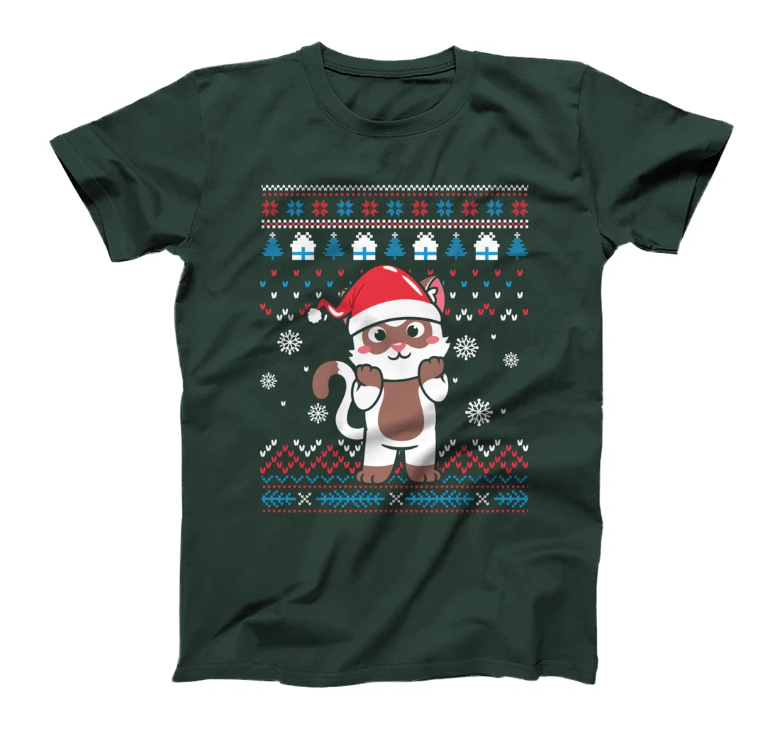 Xmas Christmas Tree Raccoon Sweater Print T-Shirt