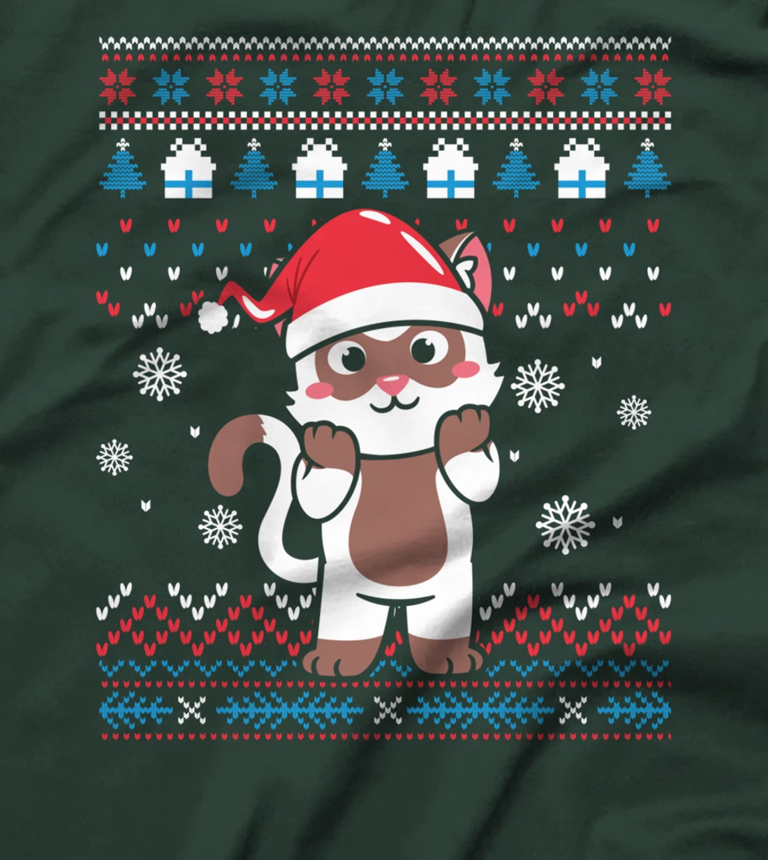 Xmas Christmas Tree Raccoon Sweater Print T-Shirt