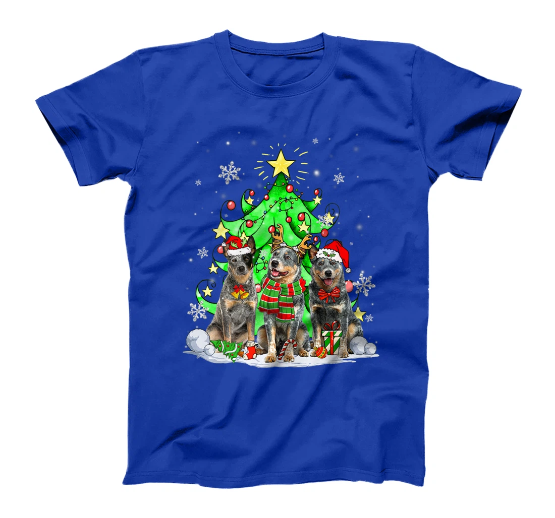 Funny Australian Cattle Dog Reindeer Christmas Light Dog T-Shirt