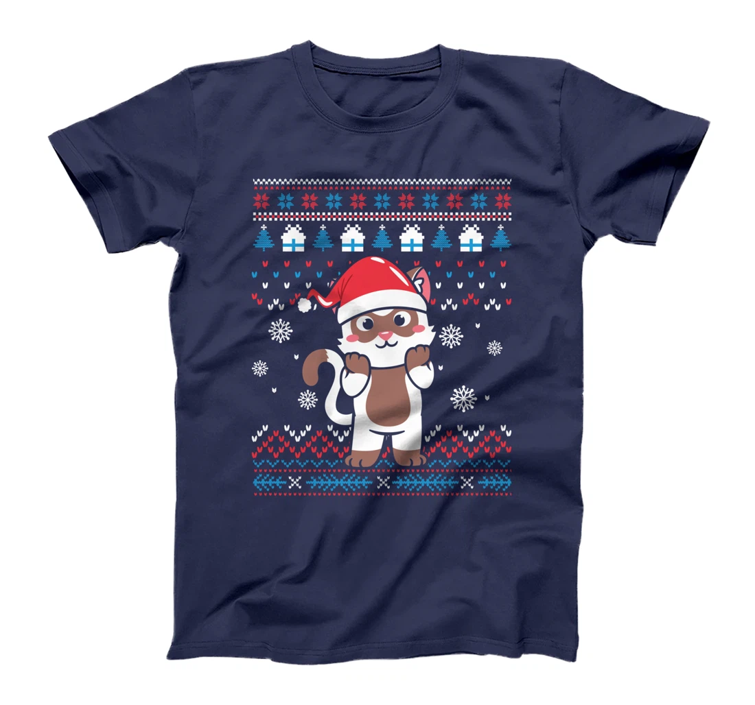Xmas Christmas Tree Raccoon Sweater Print T-Shirt