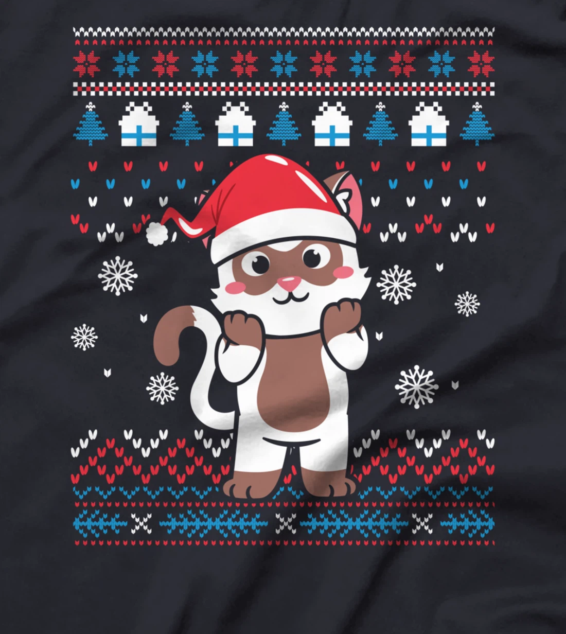 Xmas Christmas Tree Raccoon Sweater Print T-Shirt