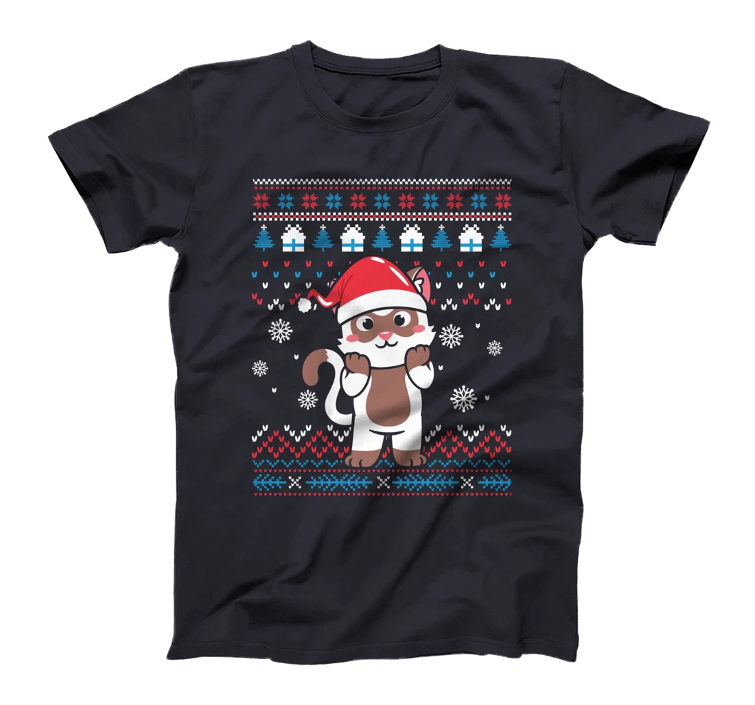 Xmas Christmas Tree Raccoon Sweater Print T-Shirt