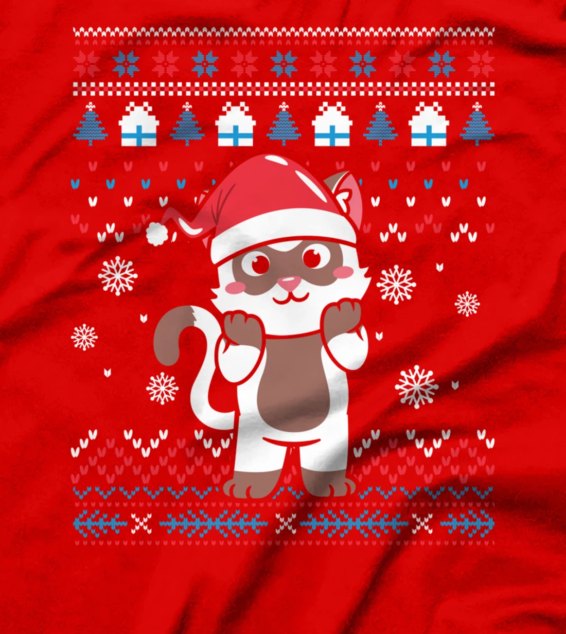 Xmas Christmas Tree Raccoon Sweater Print T-Shirt