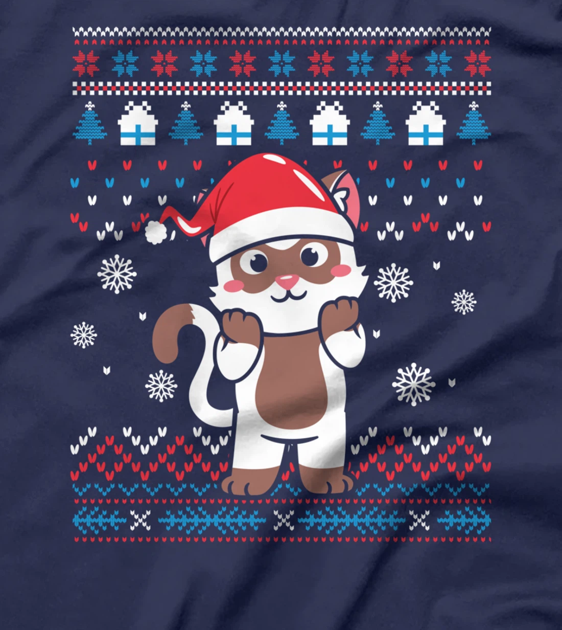 Xmas Christmas Tree Raccoon Sweater Print T-Shirt