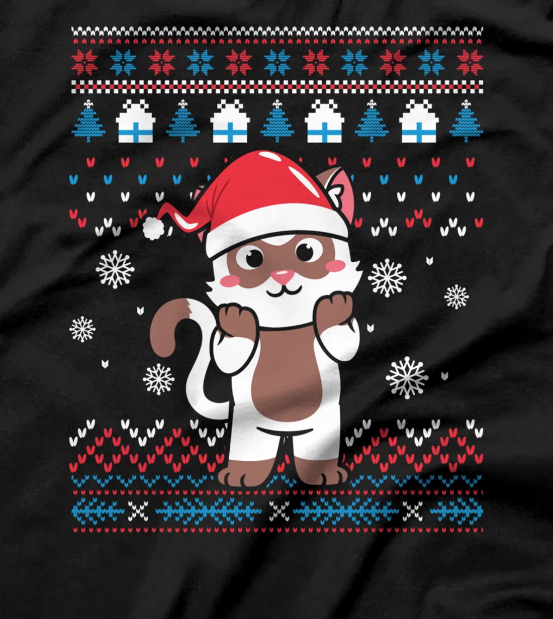 Xmas Christmas Tree Raccoon Sweater Print T-Shirt