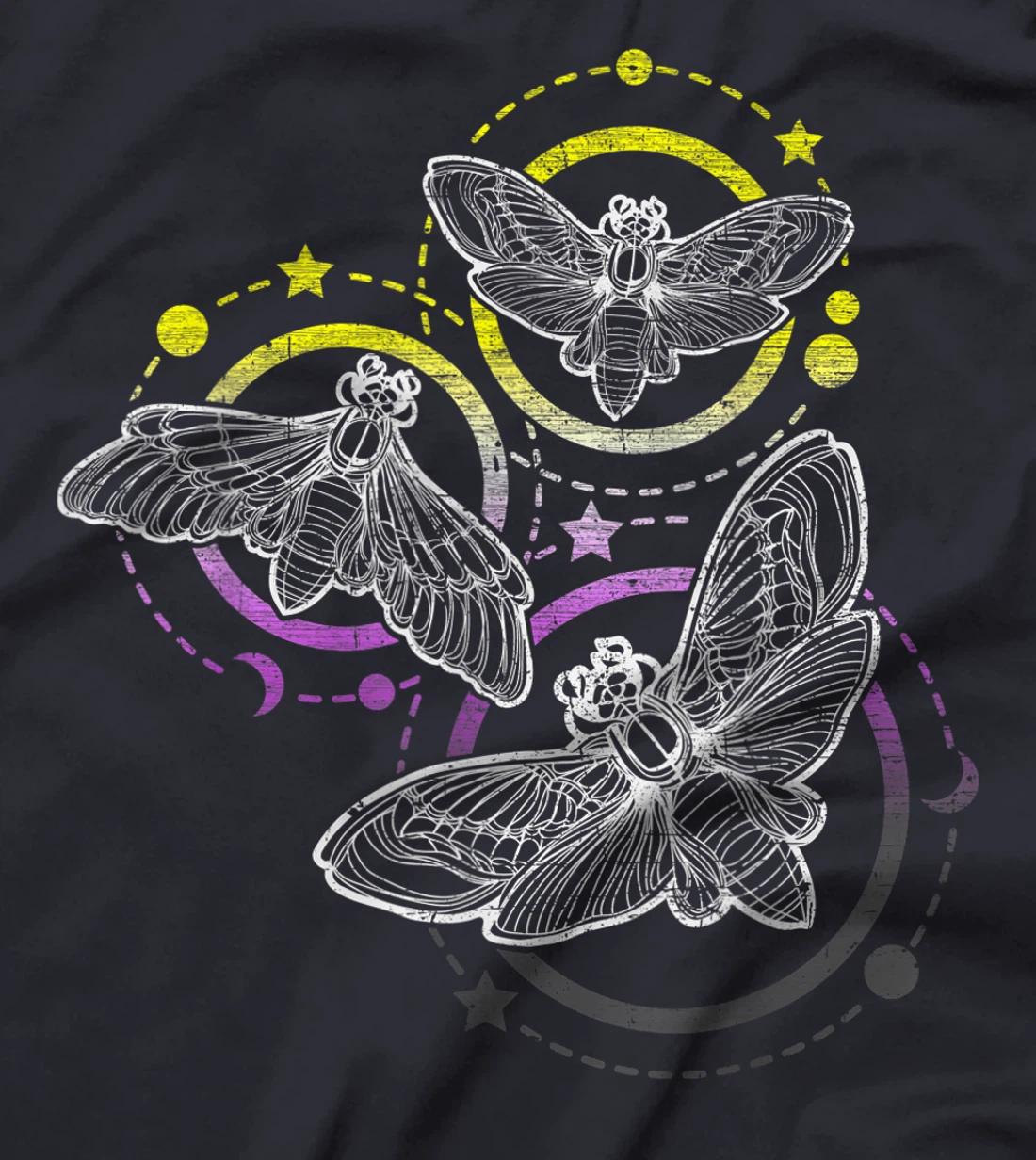 Nonbinary Flag Colors, Occult Butterflies T-Shirt, Kid T-Shirt and Women T-Shirt