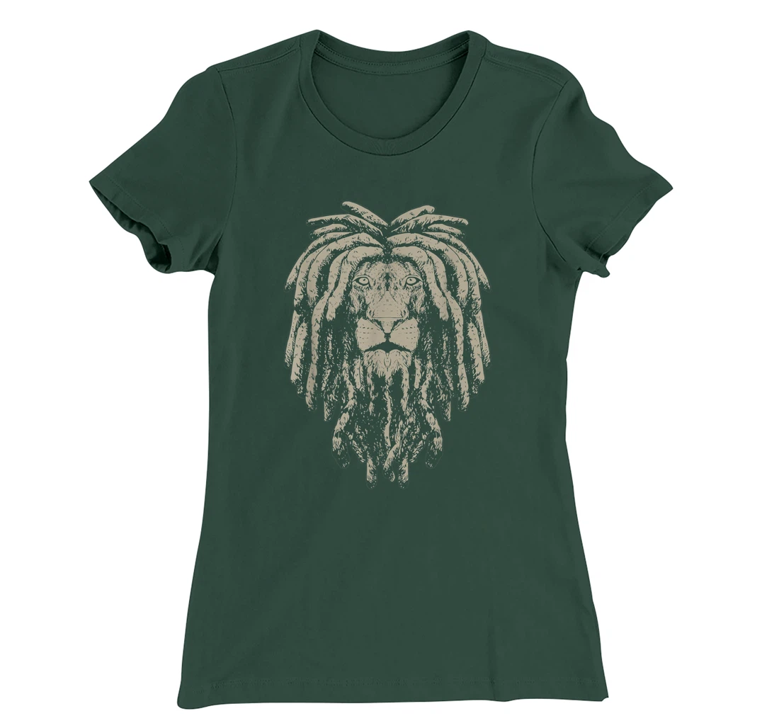 Reggae Lion Of Judah Rastafari Dreadlocks African Roots T-Shirt, Women T-Shirt