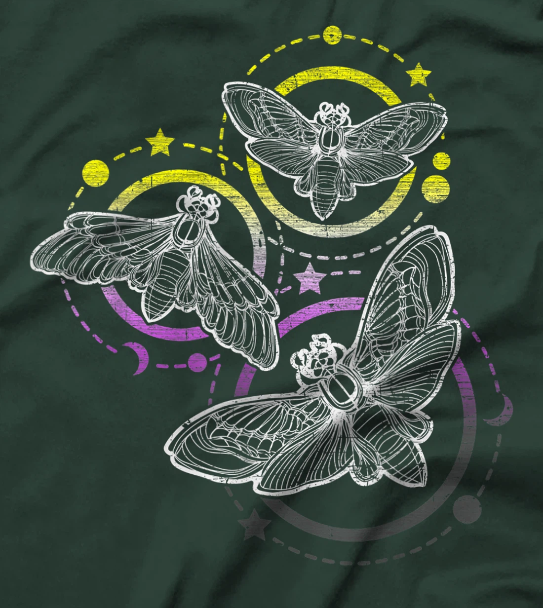 Nonbinary Flag Colors, Occult Butterflies T-Shirt, Kid T-Shirt and Women T-Shirt