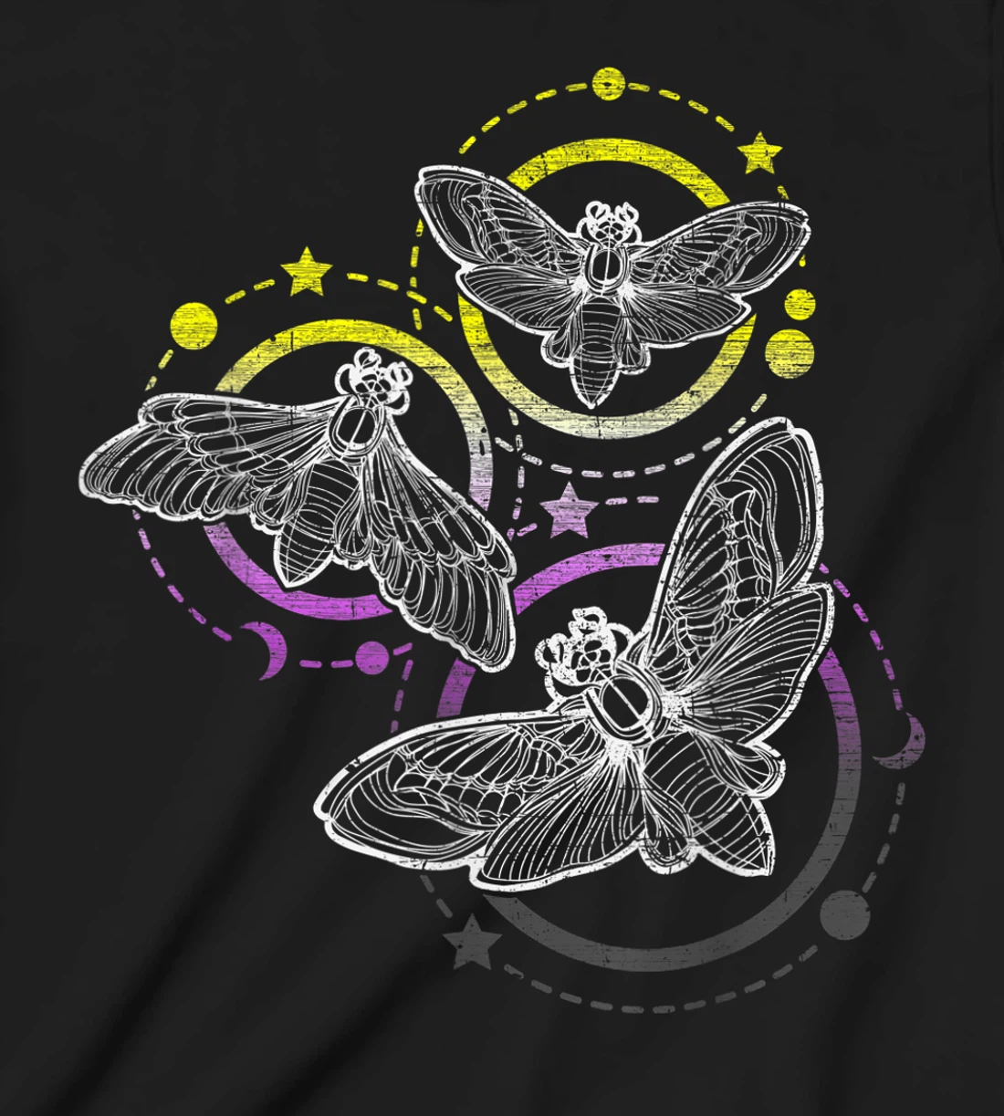 Nonbinary Flag Colors, Occult Butterflies T-Shirt, Kid T-Shirt and Women T-Shirt