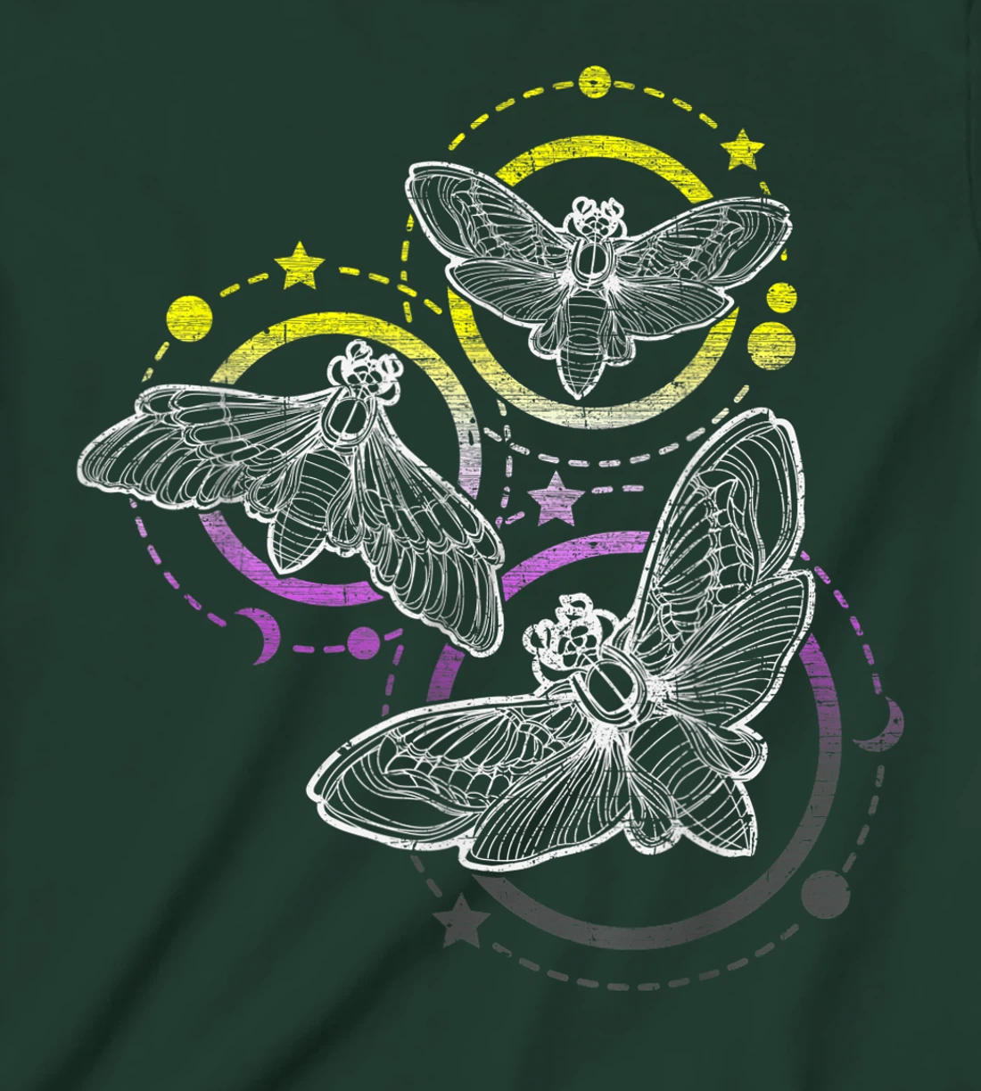 Nonbinary Flag Colors, Occult Butterflies T-Shirt, Kid T-Shirt and Women T-Shirt