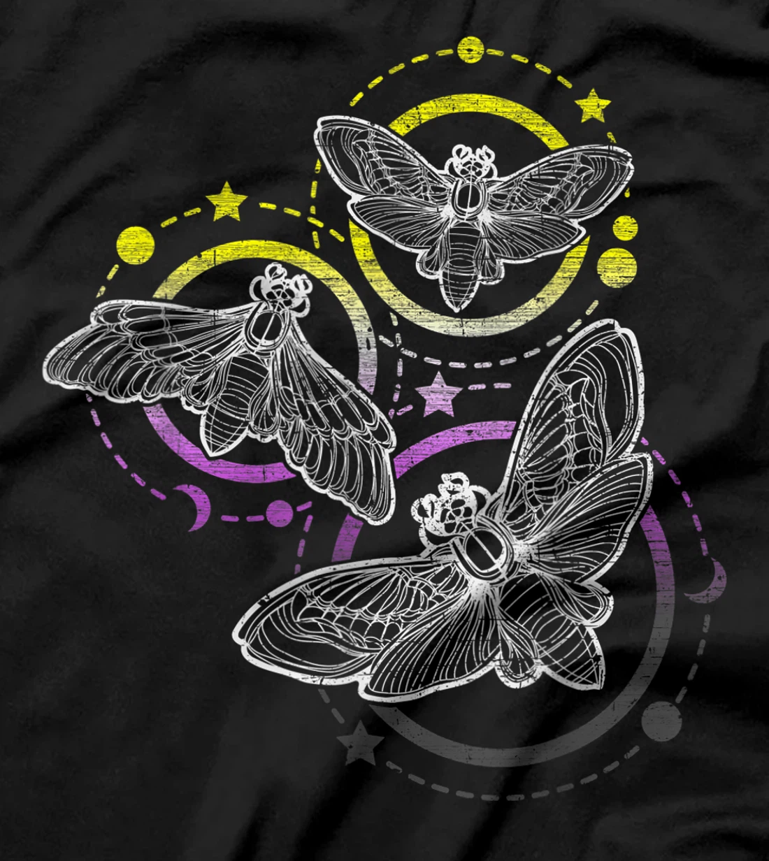 Nonbinary Flag Colors, Occult Butterflies T-Shirt, Kid T-Shirt and Women T-Shirt