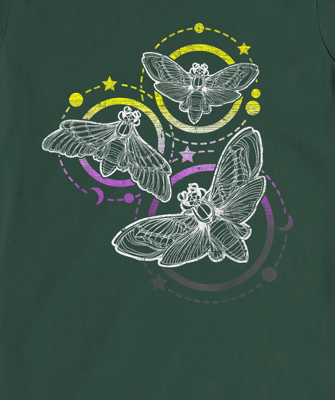 Nonbinary Flag Colors, Occult Butterflies T-Shirt, Kid T-Shirt and Women T-Shirt