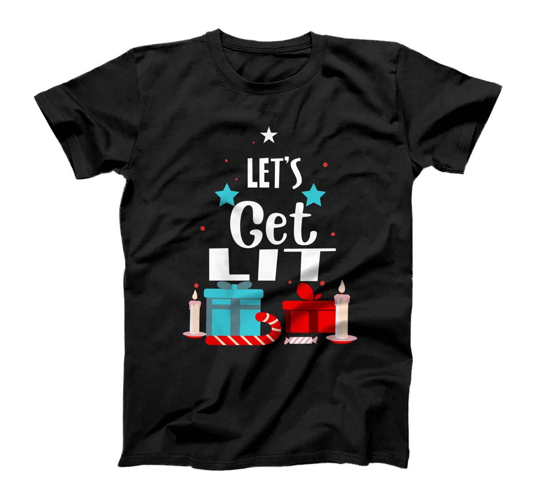 Let's Get Lit Funny Christmas Drinking Xmas Men Women T-Shirt