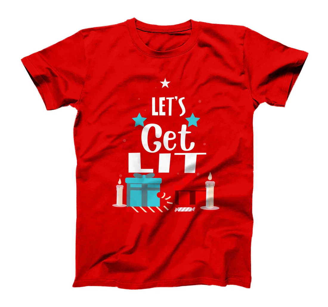 Let's Get Lit Funny Christmas Drinking Xmas Men Women T-Shirt