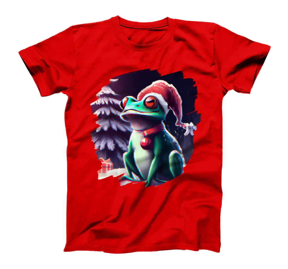 Frog Wearing Santa Claus Hat Christmas Tree Christmas Frogs T-Shirt