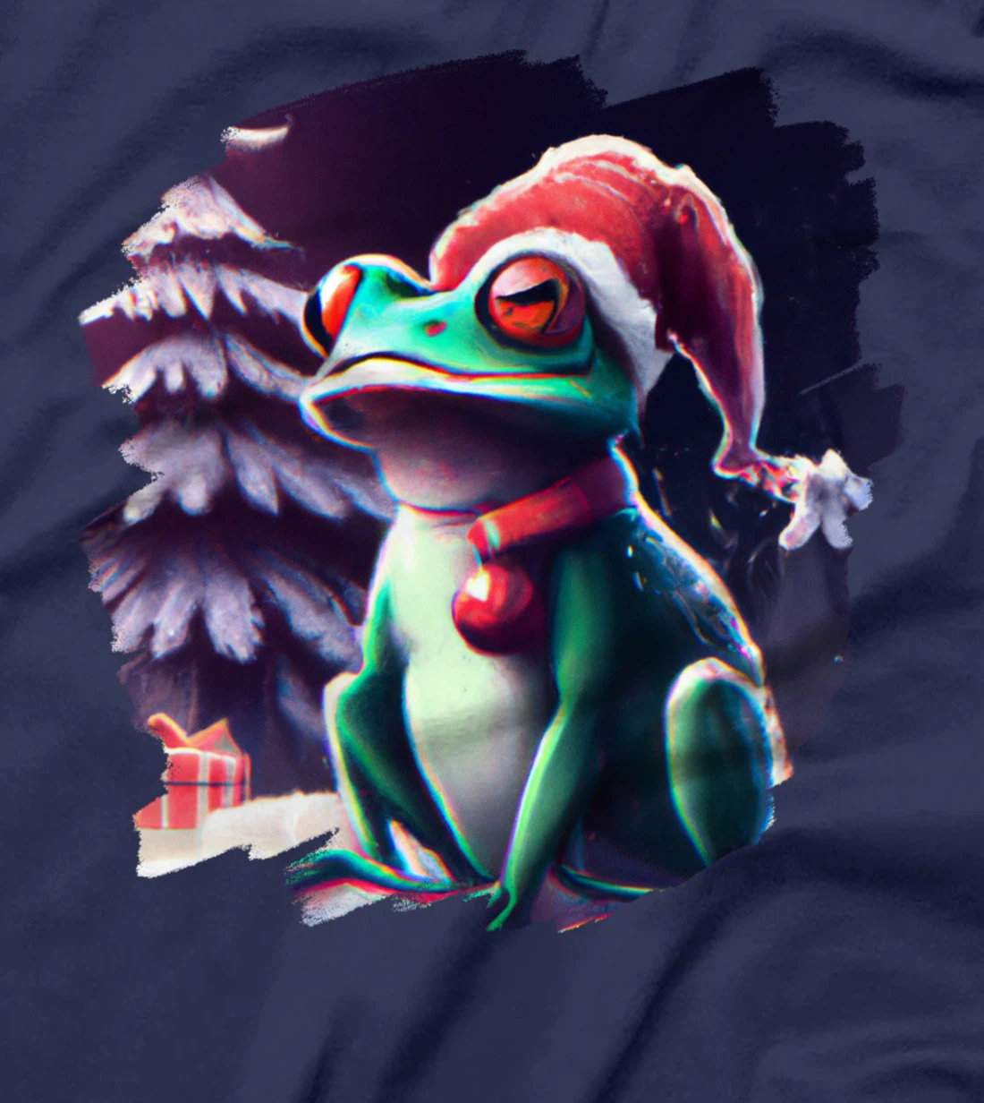 Frog Wearing Santa Claus Hat Christmas Tree Christmas Frogs T-Shirt