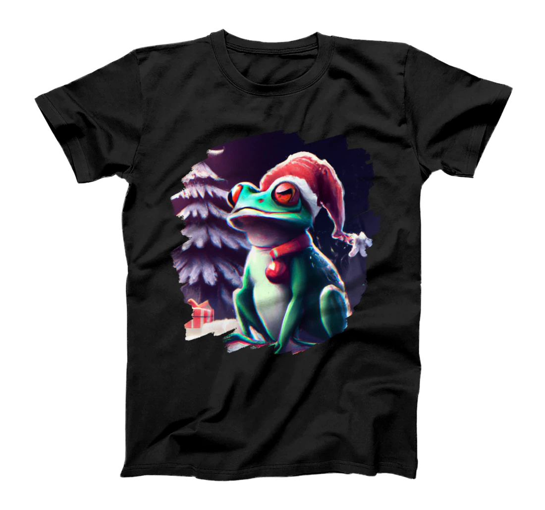 Frog Wearing Santa Claus Hat Christmas Tree Christmas Frogs T-Shirt
