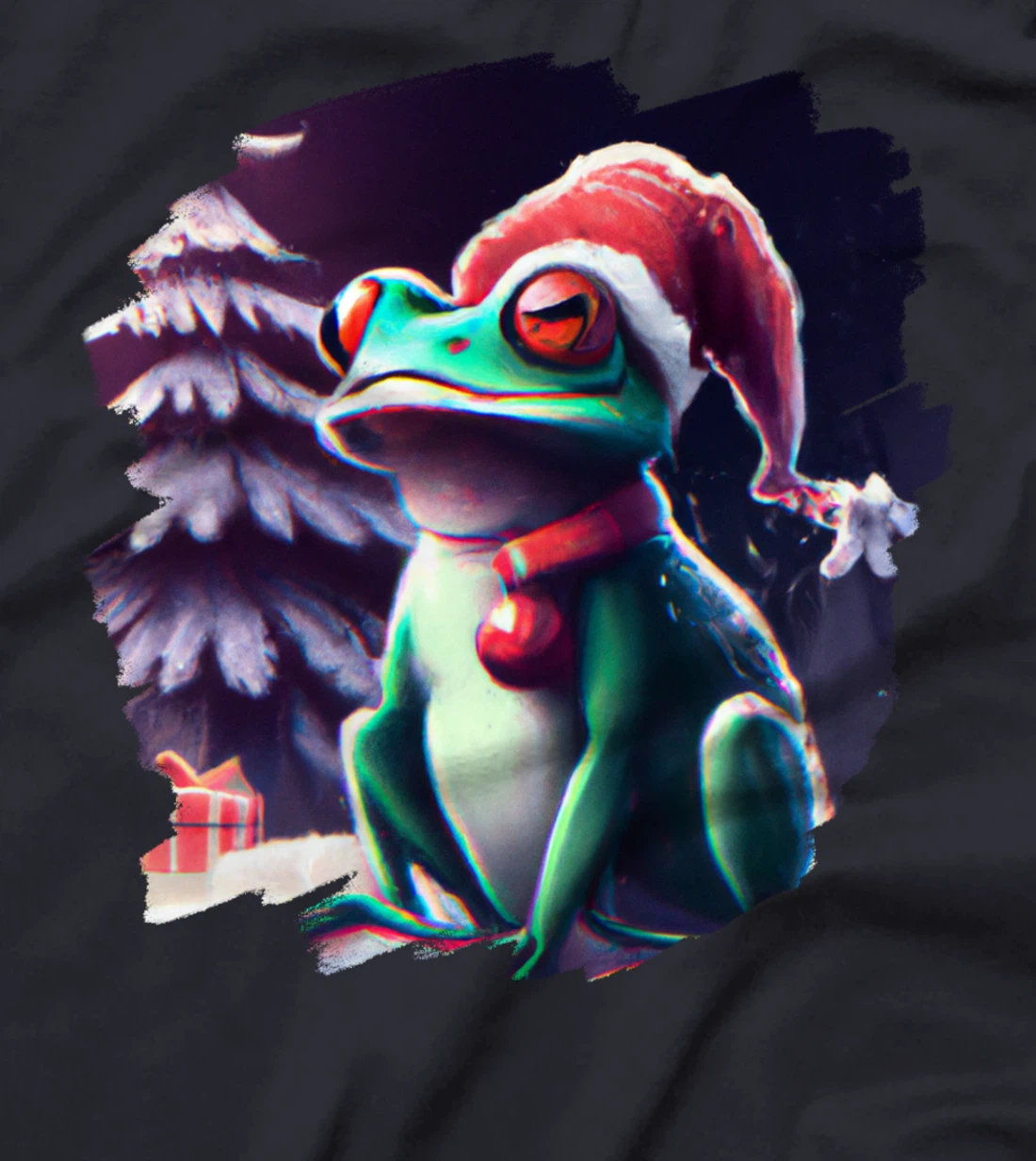 Frog Wearing Santa Claus Hat Christmas Tree Christmas Frogs T-Shirt