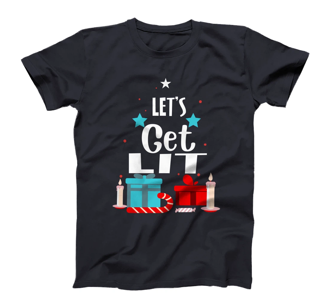 Let's Get Lit Funny Christmas Drinking Xmas Men Women T-Shirt
