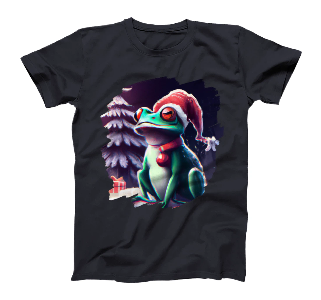 Frog Wearing Santa Claus Hat Christmas Tree Christmas Frogs T-Shirt